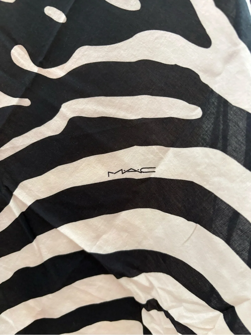 MAC Cosmetics VINTAGE late90’s-early 2000 Black & White Zebra Print Large Scarf